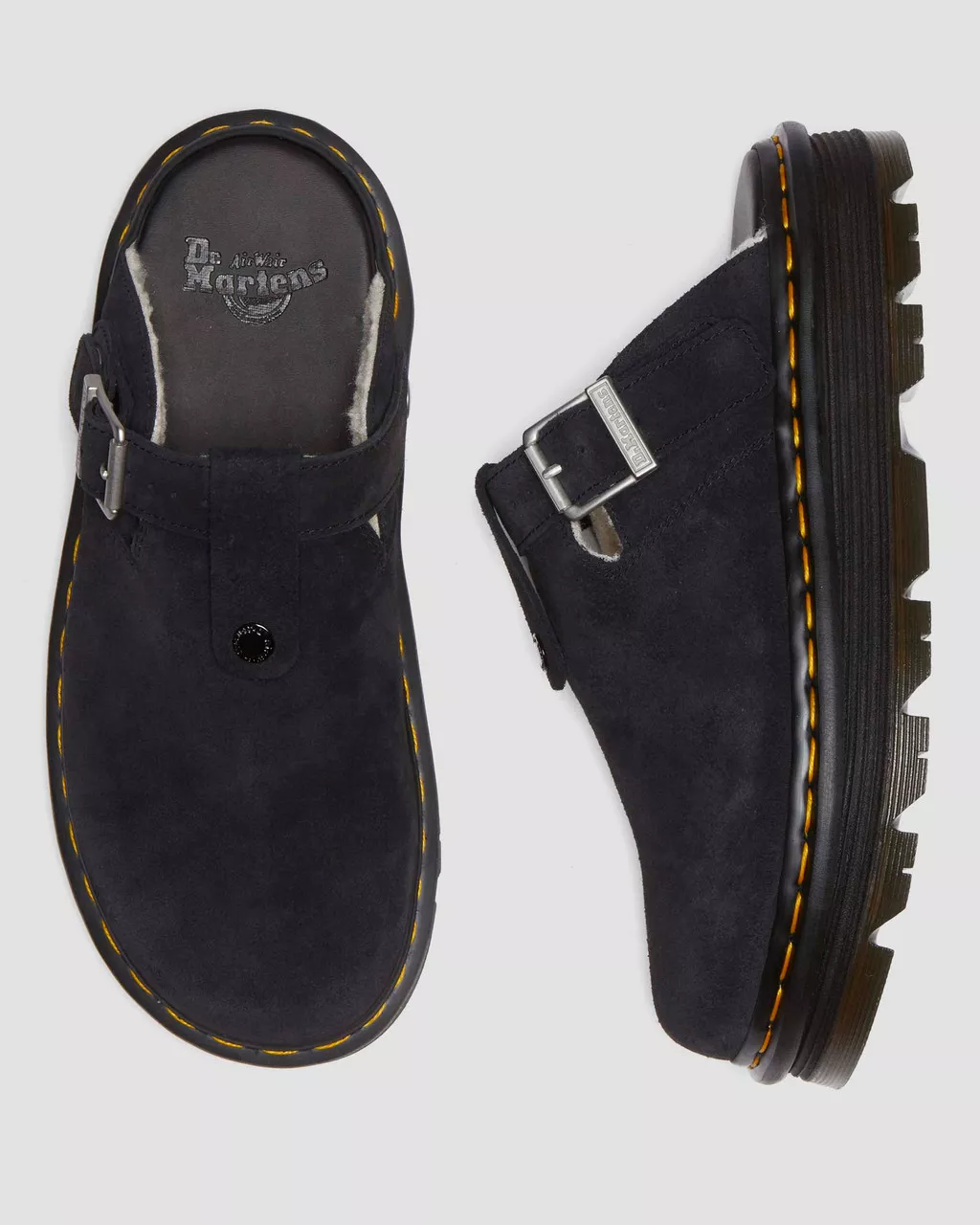 Zebzag Suede Fleece-Lined Platform Mules