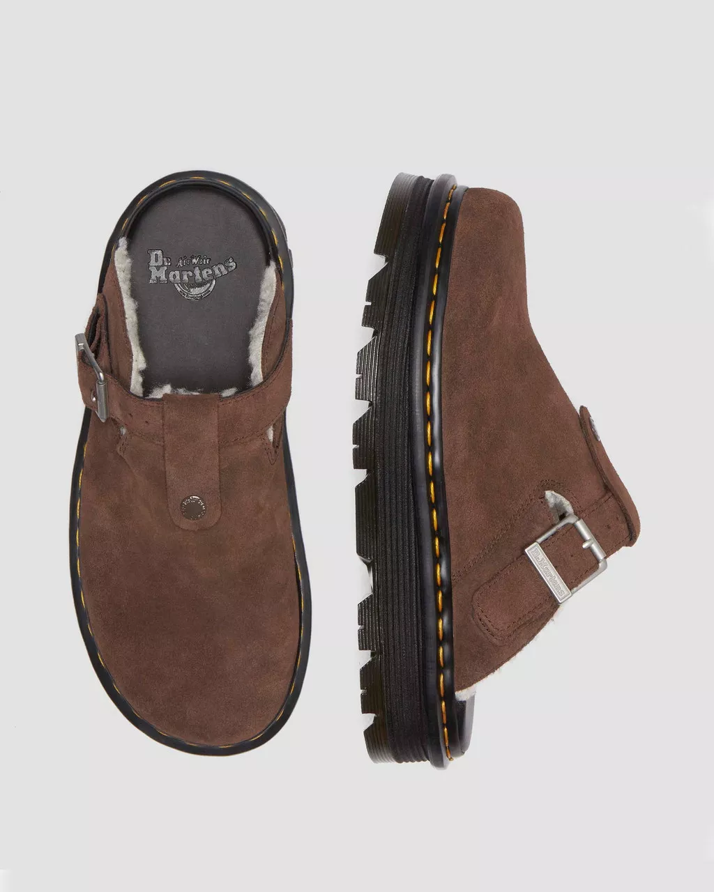 Zebzag Suede Fleece-Lined Platform Mules