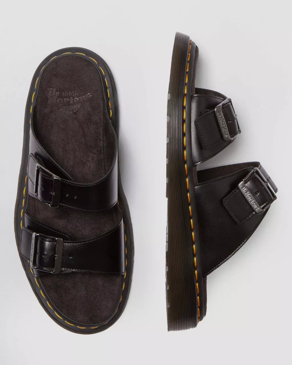 Josef Leather Buckle Slide Sandals