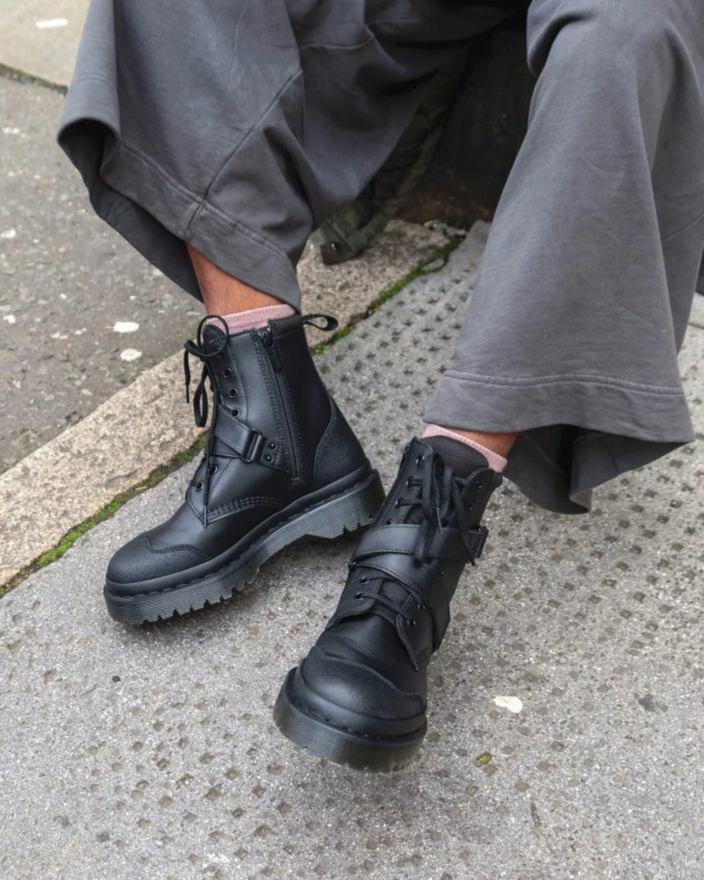 DR MARTENS 1460 BEX TECH STRAP LEATHER BOOTS