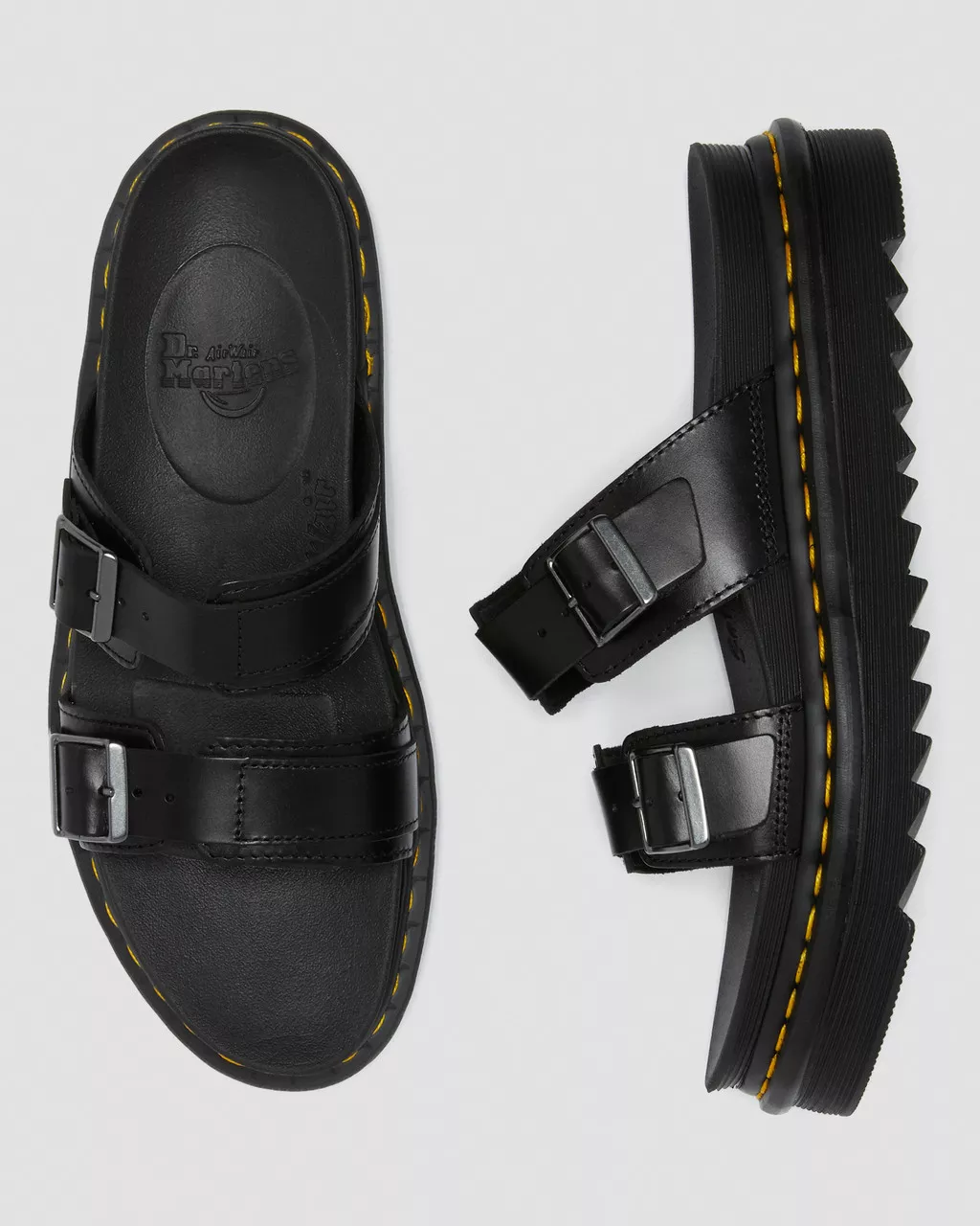 Myles Brando Leather Buckle Slide Sandals