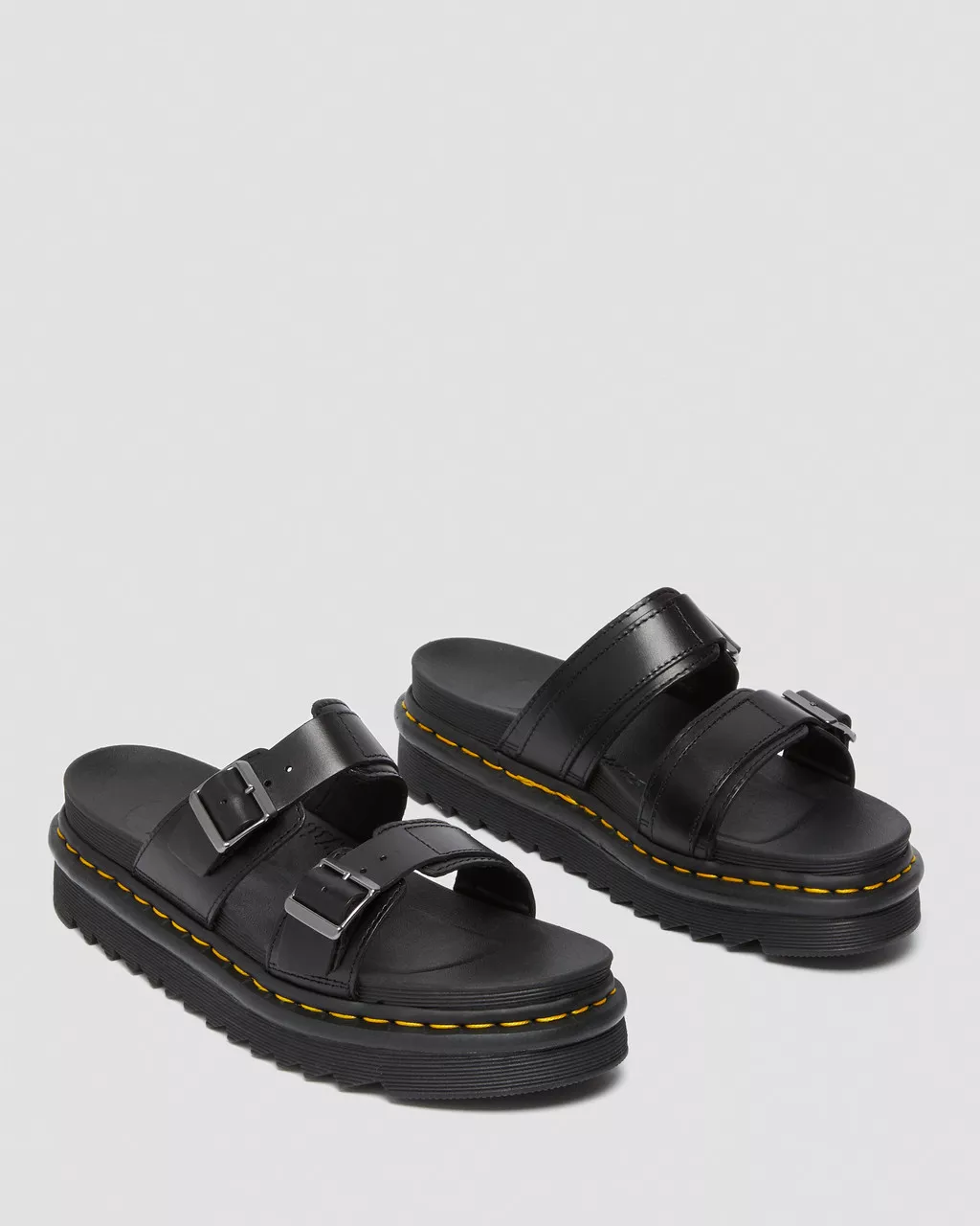 Myles Brando Leather Buckle Slide Sandals