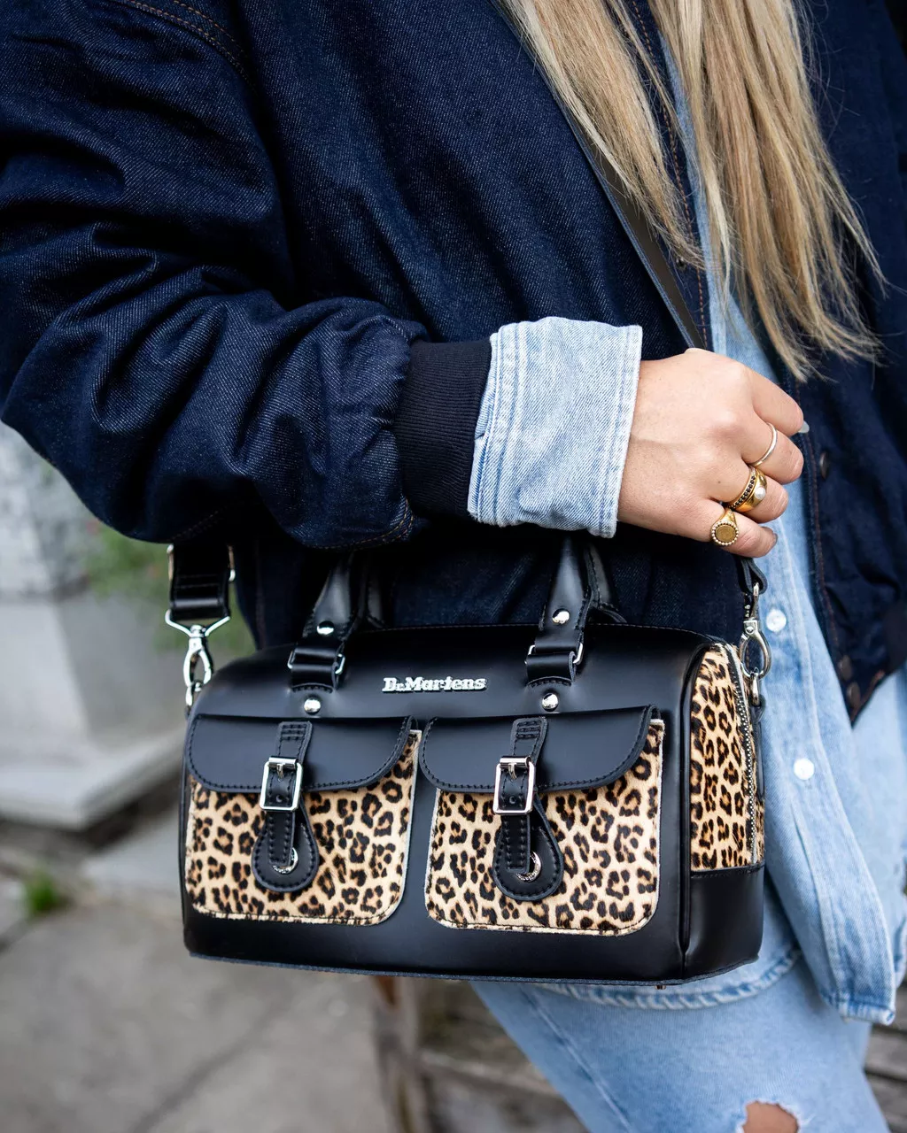 DR MARTENS Leopard Print Hair-On Top Handle Bag