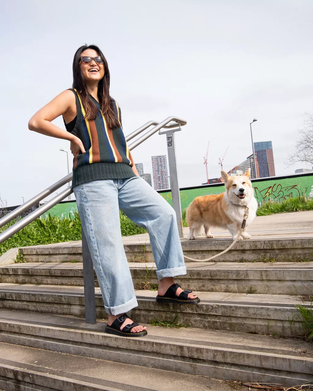 Josef Leather Buckle Slide Sandals