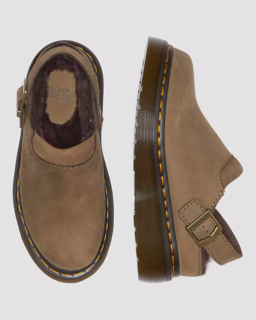 DR MARTENS Laketen Faux Fur Lined Platform Mules