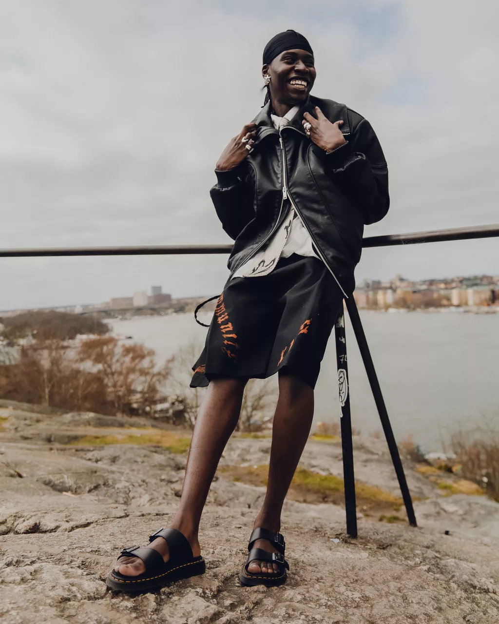 Josef Leather Buckle Slide Sandals