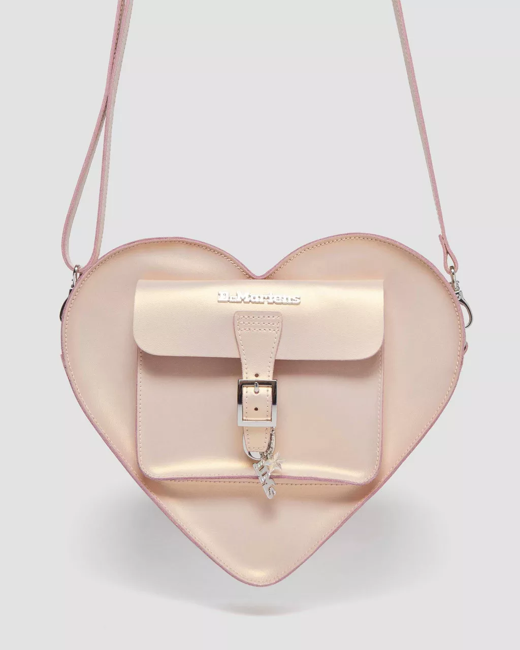 DR MARTENS Metallic Shift Leather Heart Shaped Bag