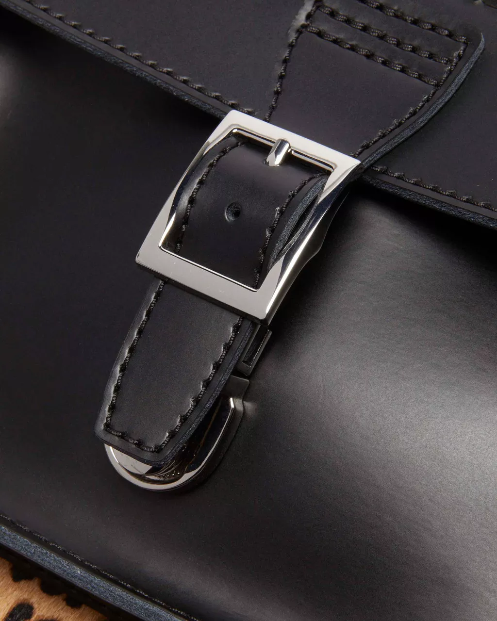 DR MARTENS Leopard Hair-On Kiev Leather Heart Shaped Bag