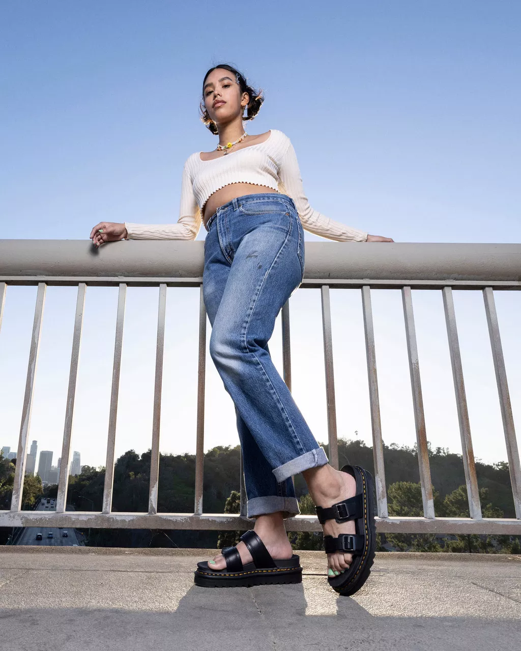 Myles Brando Leather Buckle Slide Sandals