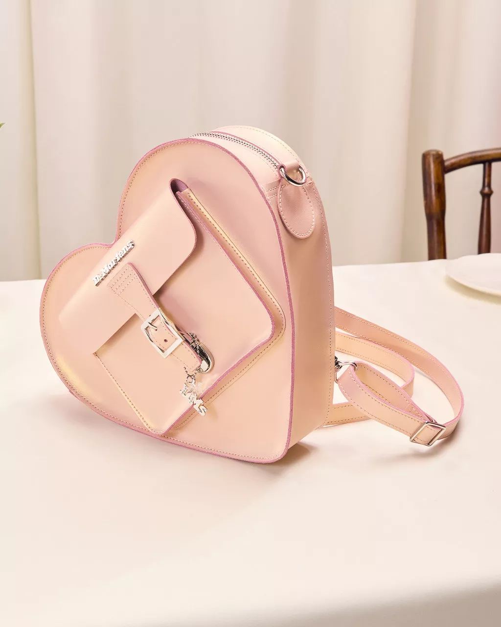 DR MARTENS Metallic Shift Leather Heart Shaped Bag